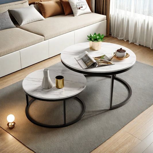 Superaly Ensemble de 2 tables basses rondes (Dia 80+60cm)