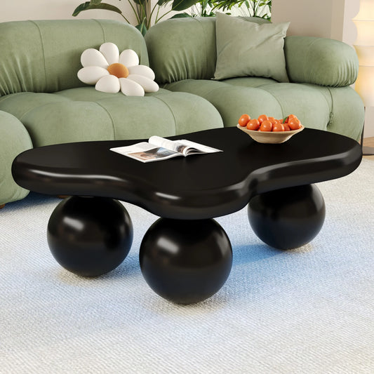 Table basse PINGGO style nuage noir avec éclairage LED 16 couleurs
