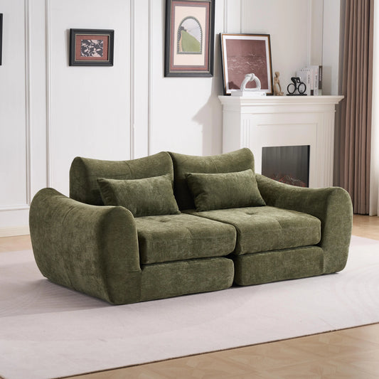 Canapé vert confortable et compressible, 2 places